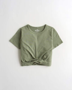 Hollister Must-Have Crop Twist-Front T-Shirt